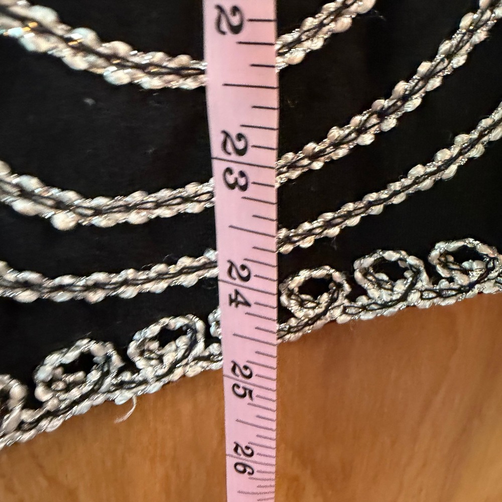 Once Again Plus Black Silver Soutache Embroidered 3/4 Sleeve Top Blouse 1X - Picture 6 of 6